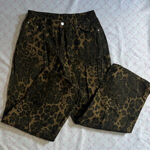 leopard straight leg pants